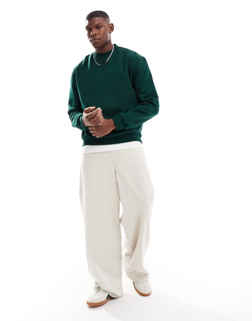 ASOS DESIGN – Premium – Mörkgrön, kraftig sweatshirt i oversize på 400gsm, 3 av 4