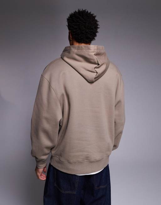 ASOS DESIGN - Premium - Mørkebrun og oversized hættetrøje i kraftigt stof på 400 gsm, 3 af 5