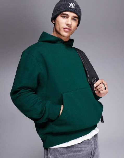 ASOS DESIGN - Premium - Mørkegrøn og oversized hættetrøje i kraftigt stof på 400 gsm - view 1
