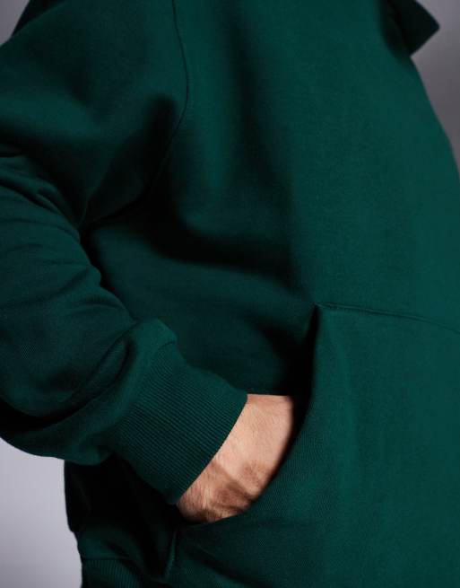 ASOS DESIGN - Premium - Mørkegrøn og oversized hættetrøje i kraftigt stof på 400 gsm, 4 af 4