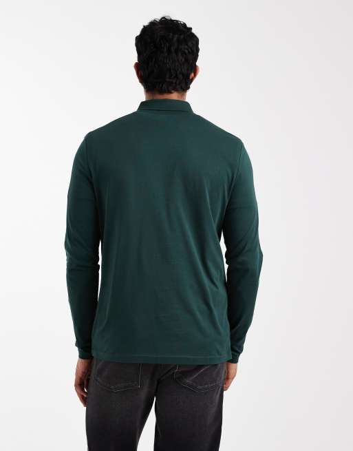 ASOS DESIGN - Premium - Mørkegrøn polo med lange ærmer i SUPIMA®-bomuld i regular fit, 3 af 5