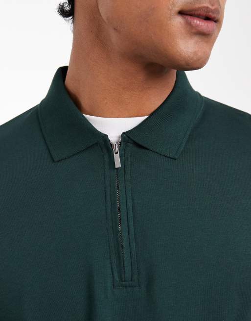 ASOS DESIGN - Premium - Mørkegrøn polo med lange ærmer i SUPIMA®-bomuld i regular fit, 5 af 5