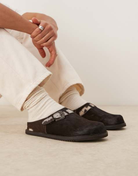 ASOS DESIGN Premium mule clogs in cow hair with buckle - view 1