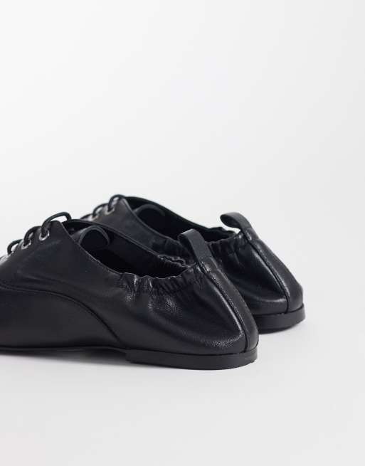 ASOS DESIGN Premium – Myriad – Czarne płaskie buty sznurowane ze skóry, 4 z 4