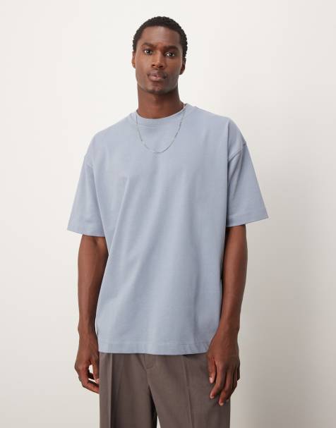 ASOS DESIGN Premium – Niebieski T-shirt oversize o gramaturze 300 g/m² - view 1