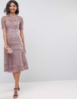 asos design premium lace midi dress