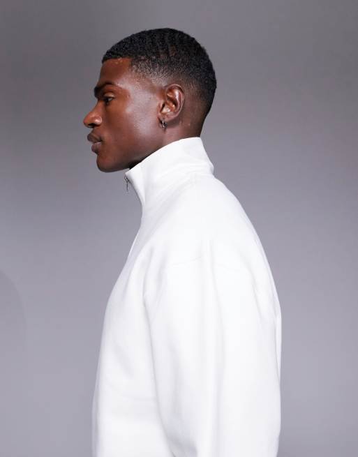 ASOS DESIGN - Premium - Offwhite og oversized trøje i kraftigt 400 gsm materiale med kort lynlås, 4 af 6