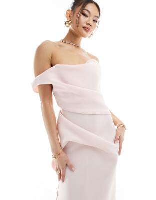 ASOS DESIGN premium one shoulder sculpted maxi dress in pink | ASOS