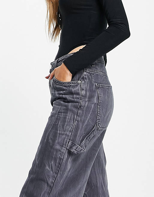 Women premium organic cotton blend oversized skater jean in grey 