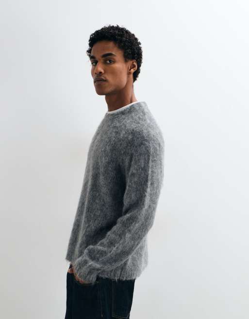 ASOS DESIGN premium oversize stickad mohairtröja i grått, 4 av 10