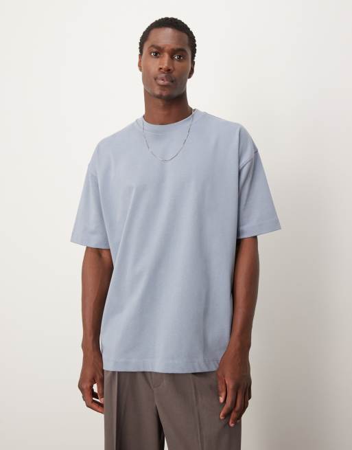 ASOS DESIGN – Premium – Oversize-T-Shirt in Blau aus schwerem Material, 300 g/m²