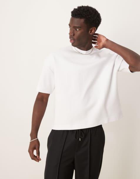 ASOS DESIGN – Premium – Oversize-T-Shirt in Weiß mit Boxy Fit aus schwerem Interlock-Jersey mit überschnittenen Schultern, 300 g/m² - view 1