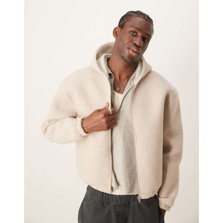 ASOS DESIGN Premium oversized boxy felt zip up hoodie in