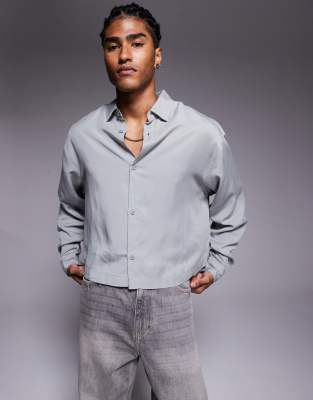 Asos Design Premium Oversized Cropped Shirt