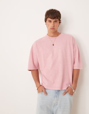 Asos Design Premium Oversized Heavyweight Boxy T-shirt In Pink