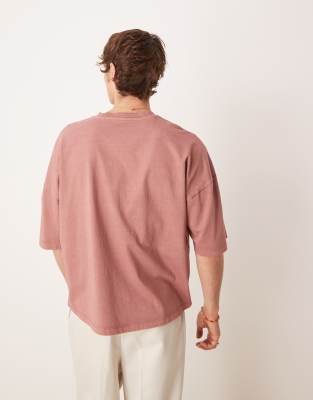 Asos Design Premium Oversized Heavyweight T-shirt With Print In Pink