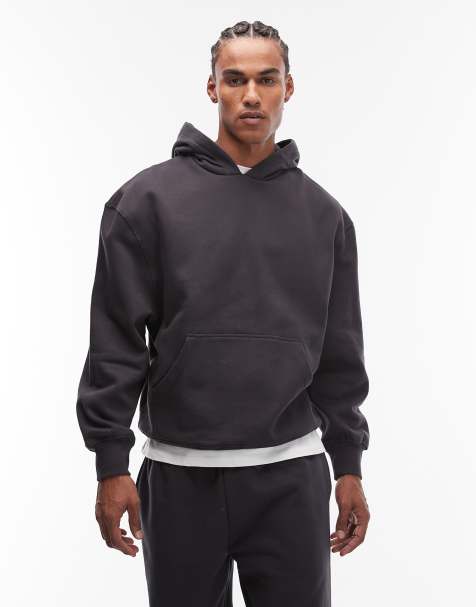 ASOS DESIGN - Premium oversized hoodie van zware 400gsm stof in antracietgrijs - view 1