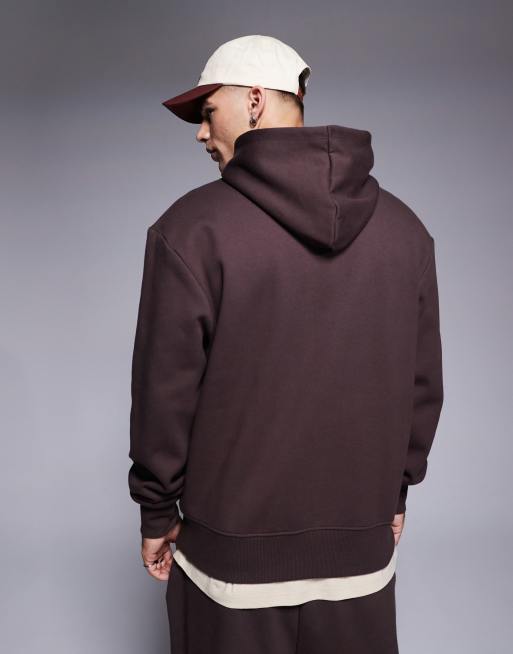 ASOS DESIGN - Premium oversized hoodie van zware 400gsm stof in bruin, 2 van 4