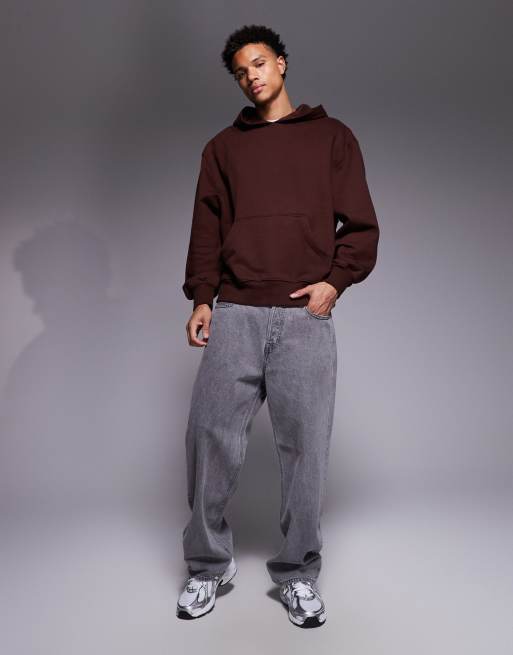 ASOS DESIGN - Premium oversized hoodie van zware 400gsm stof in donkerbruin, 2 van 5