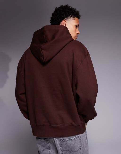 ASOS DESIGN - Premium oversized hoodie van zware 400gsm stof in donkerbruin, 3 van 5