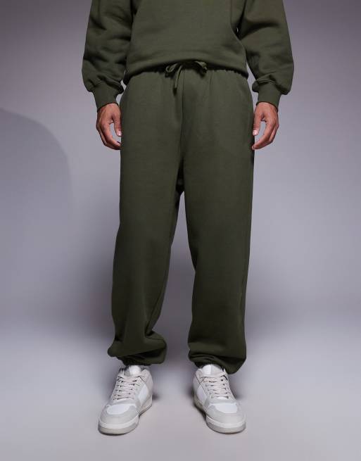ASOS DESIGN - Premium - Oversized joggingbroek van zware 400 gsm stof in kaki , 2 van 6