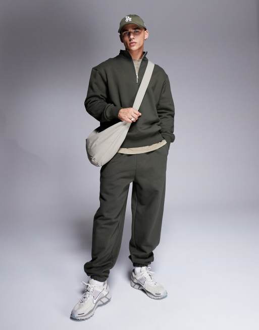 ASOS DESIGN - Premium - Oversized joggingbroek van zware 400gsm stof in kaki