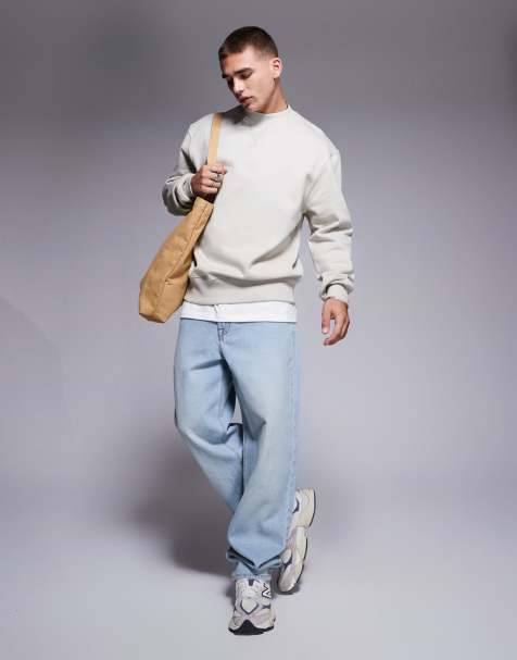 ASOS DESIGN - Premium - Oversized og beige sweatshirt i kraftigt 400 gsm-stof - view 1