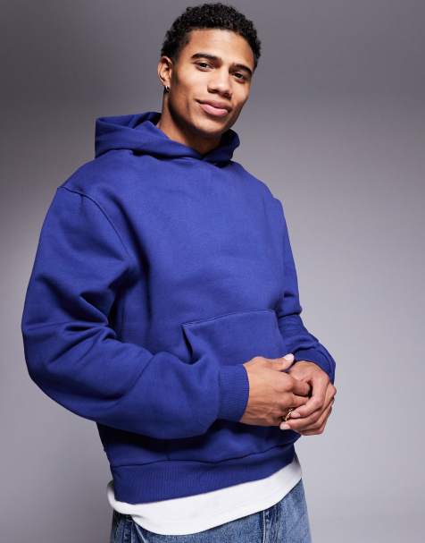 ASOS DESIGN - Premium - Oversized og blå hættetrøje i kraftigt 400 gsm-stof med firkantet pasform - view 1