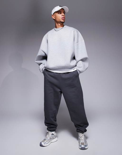 ASOS DESIGN - Premium - Oversized og forvaskede sorte joggingbukser i kraftigt 400 gsm-stof