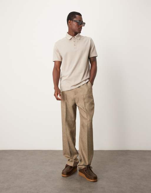 ASOS DESIGN - Premium - Oversized polo van 300g/m² zware stof in stone
