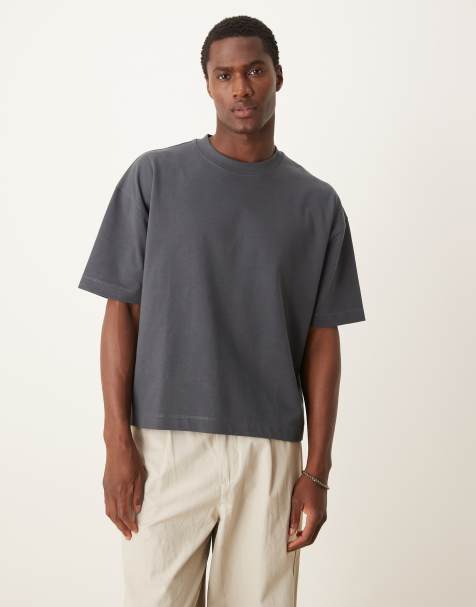 ASOS DESIGN - Premium - Oversized recht T-shirt van 300g/m² zware stof in antraciet - view 1