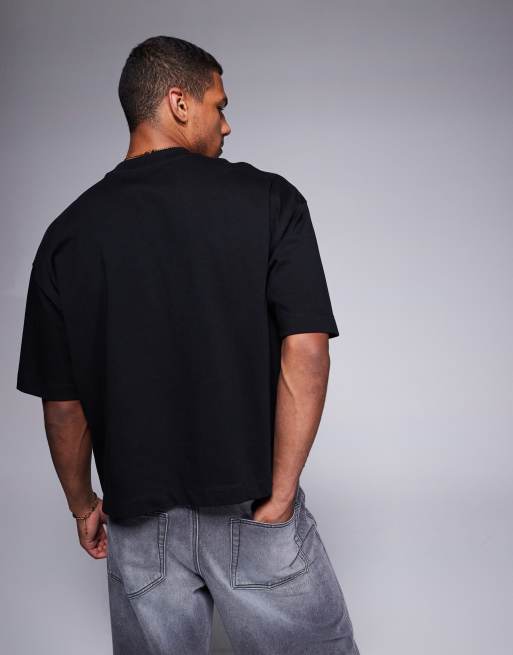ASOS DESIGN Premium Oversized recht T shirt van 300g m zware stof in zwart ASOS