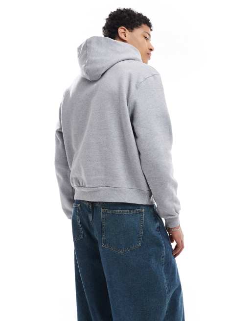ASOS DESIGN premium heavyweight boxy oversized hoodie 400gsm in gray heather