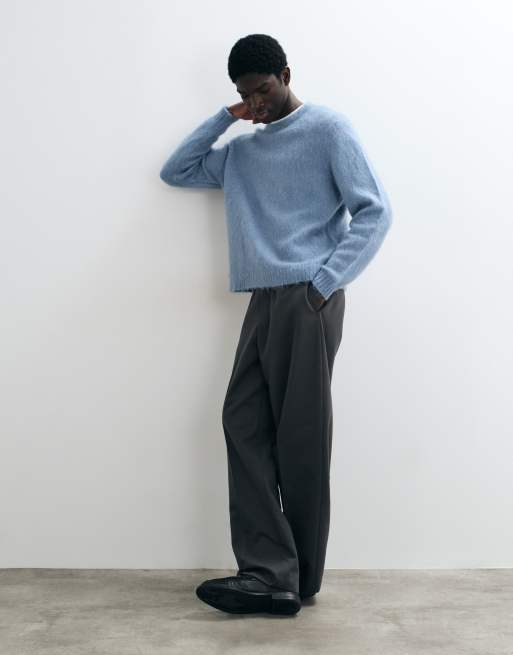 ASOS DESIGN premium oversized stickad mohairtröja i ljusblått, 2 av 5