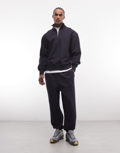 ASOS DESIGN premium oversized sweatpants in 400 gsm navy - view 1
