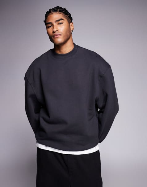 ASOS DESIGN - Premium - Oversized sweatshirt van 400gsm zware stof in antracietgrijs - view 1