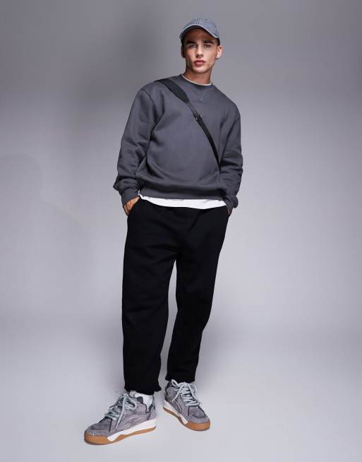 ASOS DESIGN - Premium oversized sweatshirt van zware 400gsm stof in zwart met wassing, 3 van 4