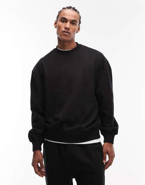 ASOS DESIGN - Premium oversized sweatshirt van zware 400gsm stof in zwart - view 1