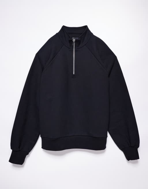 ASOS DESIGN - Premium oversized sweatshirt van zware 650gsm stof met korte rits in zwart, 6 van 6