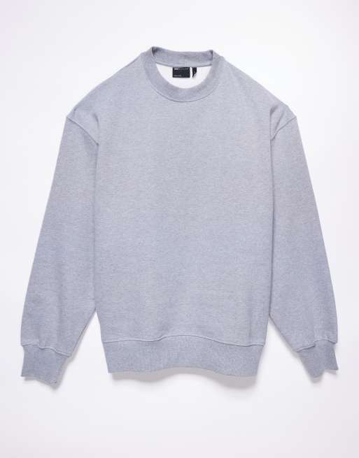 ASOS DESIGN - Premium - Oversized sweatshirt van zware stof in gemêleerd grijs