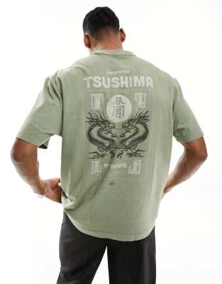 khakis brand tan jersey print shirt