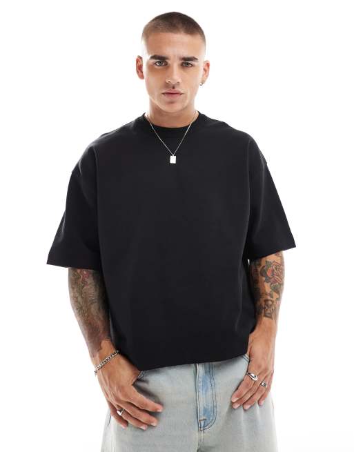 ASOS DESIGN - Premium - Oversized T-shirt med firkantet pasform i 300 gsm-materiale i sort med interlock-sømme