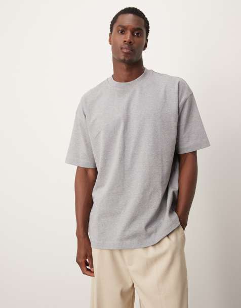 ASOS DESIGN - Premium - Oversized T-shirt van zware stof in gemêleerd grijs - view 1