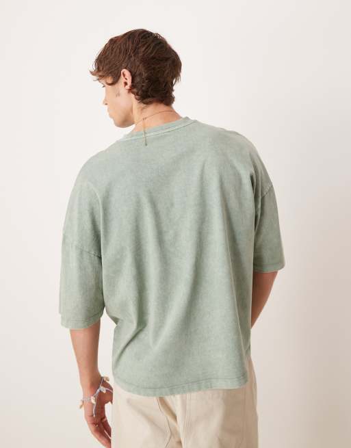 ASOS DESIGN - Premium - Oversized T-shirt van zware stof in groen met wassing , 3 van 4