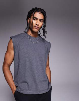 Asos Design Premium Oversized Tank 300gsm In Gray