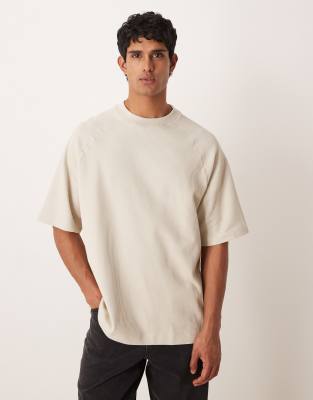 Asos Design Premium Oversized Textured Ribbed Raglan T-shirt In White