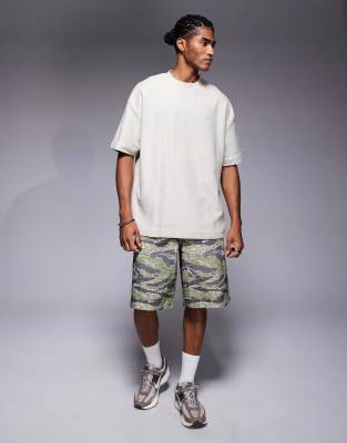 Asos Design Premium Oversized Textured T-shirt In Gray