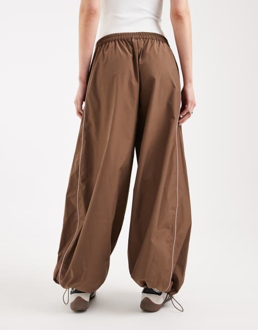 ASOS DESIGN premium oversized trackies in brown and pink (Part of a set), 2 of 4
