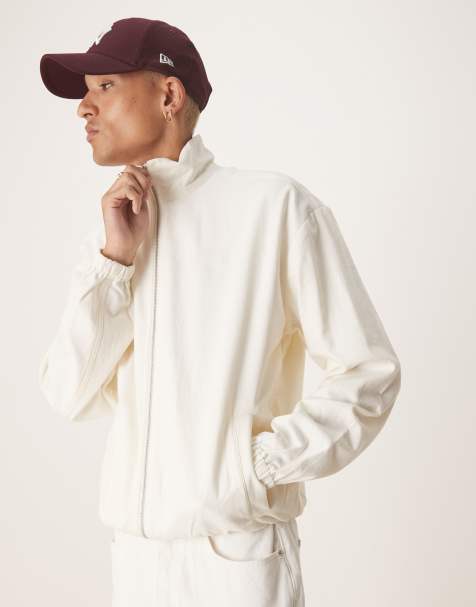 ASOS DESIGN - Premium - Oversized trainingsjack van linnenmix in wit - view 1