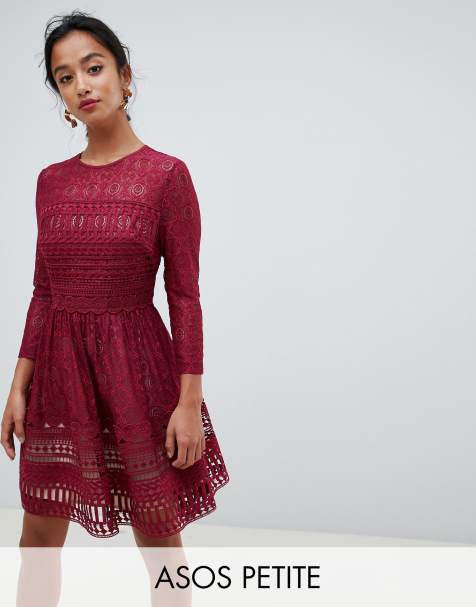 ASOS DESIGN Premium Petite lace mini skater dress